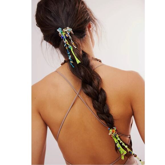 Free People Ariana Ost The Sand Dripp Hair Tie in Lime Green NWT Bracelet - Picture 5 of 13